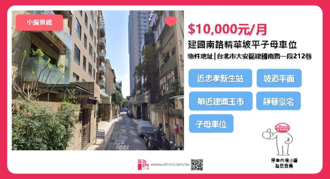 車位分享-建國南路精華坡平子母車位 - 停車市場